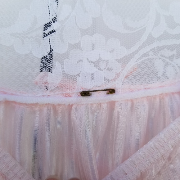 Chardin vintage pink lace two piece nightgown slip - Picture 14 of 15